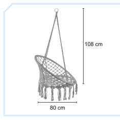 WOWO Gugalni stol Stork Nest - Gugalni stol Stork Nest z naslonom za roke v sivi barvi XL