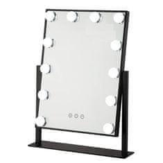 Northix Bright Beauty Vanity - Stoječe ogledalo za ličenje z osvetlitvijo - črno 