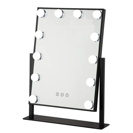 Northix Bright Beauty Vanity - Stoječe ogledalo za ličenje z osvetlitvijo - črno