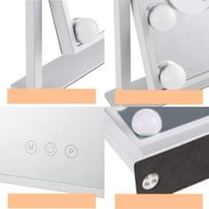 Northix Bright Beauty Vanity - Ogledalo za ličenje z osvetlitvijo LED - belo 
