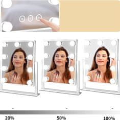 Northix Bright Beauty Vanity - Ogledalo za ličenje z osvetlitvijo LED - belo 