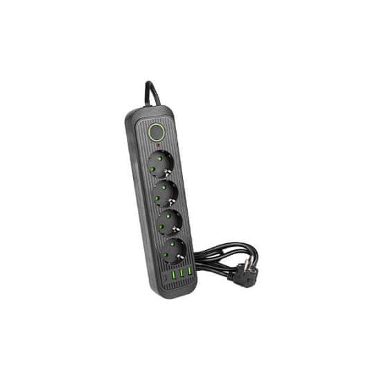master LED  Podaljšek 4x vtičnica SCHUKO + 3x USB-A + 1x USB-C črn