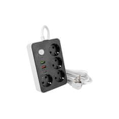 master LED  Podaljšek 4x vtičnica SCHUKO + 2x USB-A + 1x USB-C črno bel 