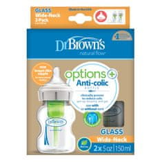 Dr.Brown´s Options+ steklena širokovratna steklenička 150 ml, 2 kosa