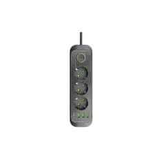 master LED  Podaljšek 3x vtičnica SCHUKO + 3x USB-A + 1x USB-C črn 