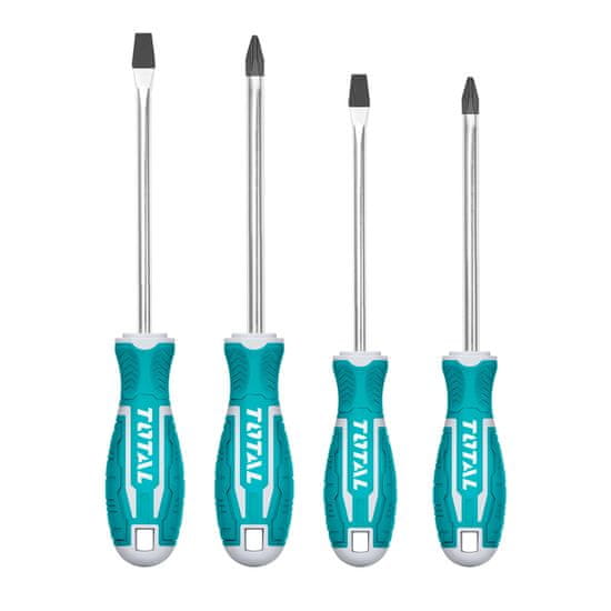 Total 4-delni set izvijačev, CRV/ SL5.5X100mm/SL6.5X150mm/ PH1X100mm/ PH2X150mm (THT250604)