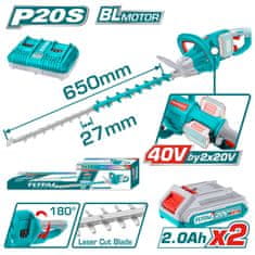 Total Akumulatorske škarje za živo mejo SET 3600spm /650mm /P20S (THTLI400282)