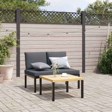 Vidaxl vidaXL 2-delni komplet vrtnega pohištva z blazinami, črn aluminij