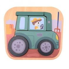 Jouéco lesena sestavljanka Kmečki traktor 12m+