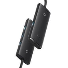 BASEUS Vozlišče 4v1 Baseus Lite Series USB do 4x USB 3.0, 1m (črno)