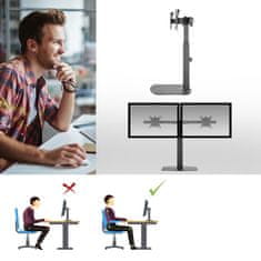 ACT AC8332 Dual Office 10"-27" črna samostoječa hidravlična roka za 2 monitor