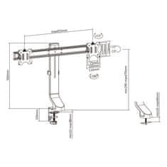 ACT AC8322 hitro nastavljiva roka za 2 monitorja 10"- 27" črna