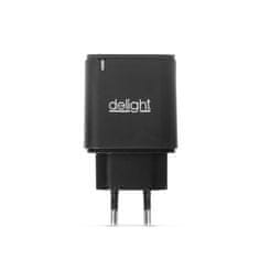 Delight 55047BK USB QuickCharge 3.0 + USB C polnilec črn