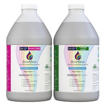 Resin4Decor Epoksidna smola 1:1, prozorna, čas strjevanja 24 ur (3780 ml)