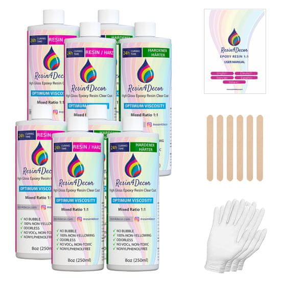 Resin4Decor Epoksidna smola 1:1, prozorna, čas strjevanja 24 ur (2000 ml)
