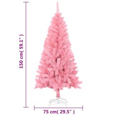 Vidaxl Umetna novoletna jelka s stojalom roza 150 cm PVC