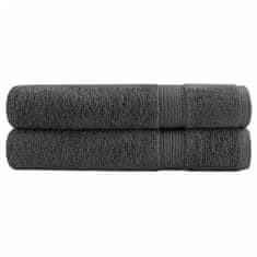 shumee Premium brisače 2 kosa antracit 100x200 cm 600 gsm 100 % bombaž