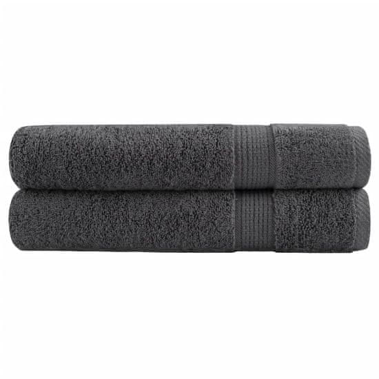 shumee Premium brisače 2 kosa antracit 100x200 cm 600 gsm 100 % bombaž