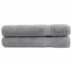 shumee Premium brisače 2 kosa siva 100x200 cm 600 gsm 100 % bombaž