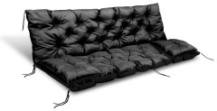 shumee Vrtna blazina 180x60x50 cm + 2 blazini za gugalnico nepremočljiva črna