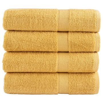 shumee Premium kopalne brisače 4 kosi zlata 100x150 cm 600 gsm bombaž