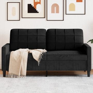 Vidaxl vidaXL Dvosed, črn, 140 cm, oblazinjen z žametom