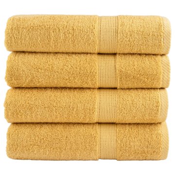 shumee Premium brisače 4 kosi zlata 70x140 cm 600 g/m2 100 % bombaž