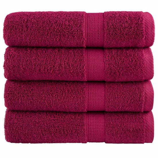 shumee Premium brisače 4 kosi bordo 70x140 cm 600 g/m2 100 % bombaž