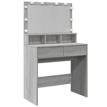Vidaxl Toaletna mizica z LED siva sonoma 80x41x134,5 cm