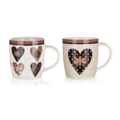 Banquet Keramični vrč CHOCO HEARTS 360 ml, komplet 6 kosov