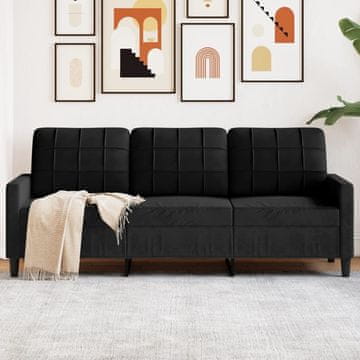 Vidaxl vidaXL Trosed črne barve 180 cm oblazinjen z žametom