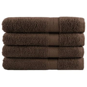 shumee Premium brisače 4 kosi rjava 100x200 cm 600 g/m2 100 % bombaž