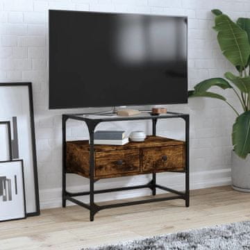 Vidaxl vidaXL TV omarica s stekleno ploščo dimljen hrast 60x35x51 cm