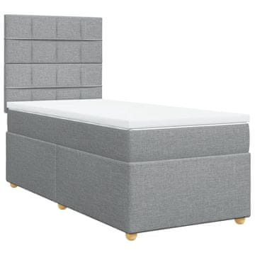 Vidaxl Box spring postelja z vzmetnico svetlo siva 80x200 cm blago