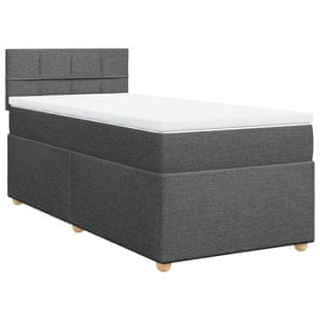 Vidaxl Box spring postelja z vzmetnico temno siva 80x200 cm blago