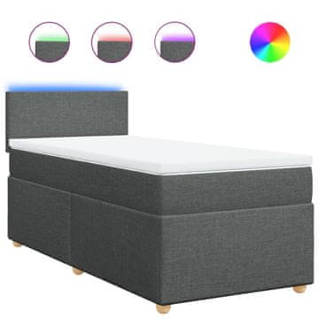 Vidaxl Box spring postelja z vzmetnico temno siva 80x200 cm blago