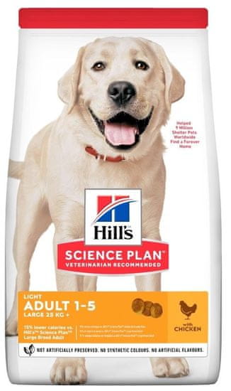 Hill's HILL'S Science Plan Canine Adult Light Large Breed Chicken - suha hrana za pse - 14 kg