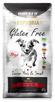 BIOFEED BIOFEED Euphoria Gluten Free Junior mini &amp; small Beef - suha hrana za pse - 2kg