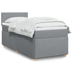 Vidaxl Box spring postelja z vzmetnico svetlo siv 100x200 cm blago