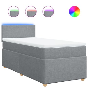 Vidaxl Box spring postelja z vzmetnico svetlo siv 100x200 cm blago