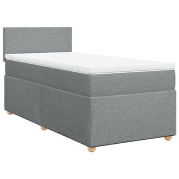 Vidaxl Box spring postelja z vzmetnico svetlo siva 90x190 cm blago