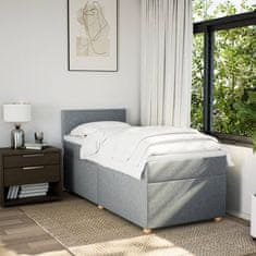 Vidaxl Box spring postelja z vzmetnico svetlo siv 100x200 cm blago