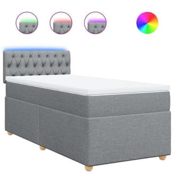 Vidaxl Box spring postelja z vzmetnico svetlo siva 80x200 cm blago