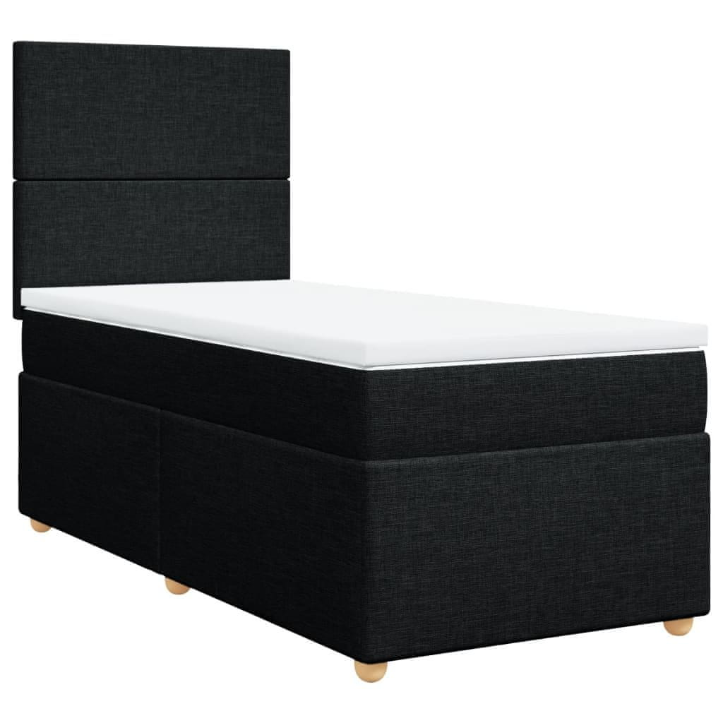 Vidaxl Box spring postelja z vzmetnico črna 80x200 cm blago