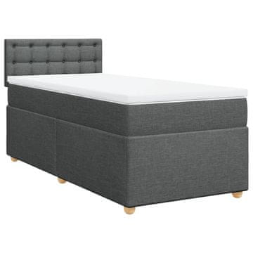Vidaxl Box spring postelja z vzmetnico temno siva 80x200 cm blago