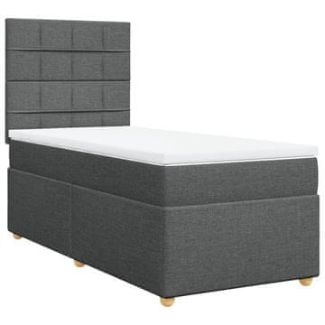 Vidaxl Box spring postelja z vzmetnico temno siva 80x200 cm blago