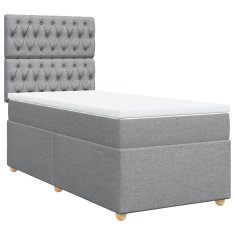 Vidaxl Box spring postelja z vzmetnico svetlo siva 80x200 cm blago