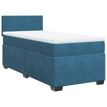 Vidaxl Box spring postelja z vzmetnico temno modra 100x200 cm žamet