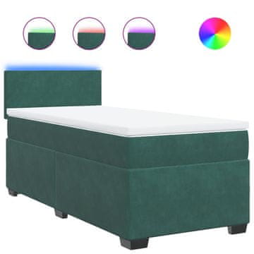 Vidaxl Box spring postelja z vzmetnico temno zelena 80x200 cm žamet
