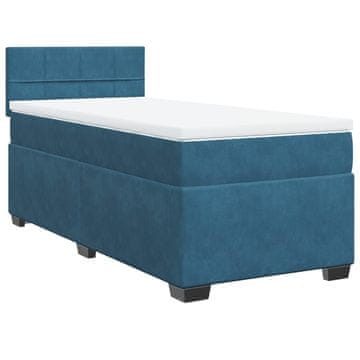 Vidaxl Box spring postelja z vzmetnico temno modra 80x200 cm žamet